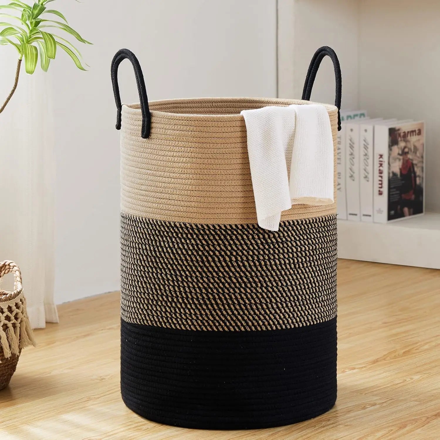 Modern Cotton Storage Basket | Laurel Woven Organizer for Living Room