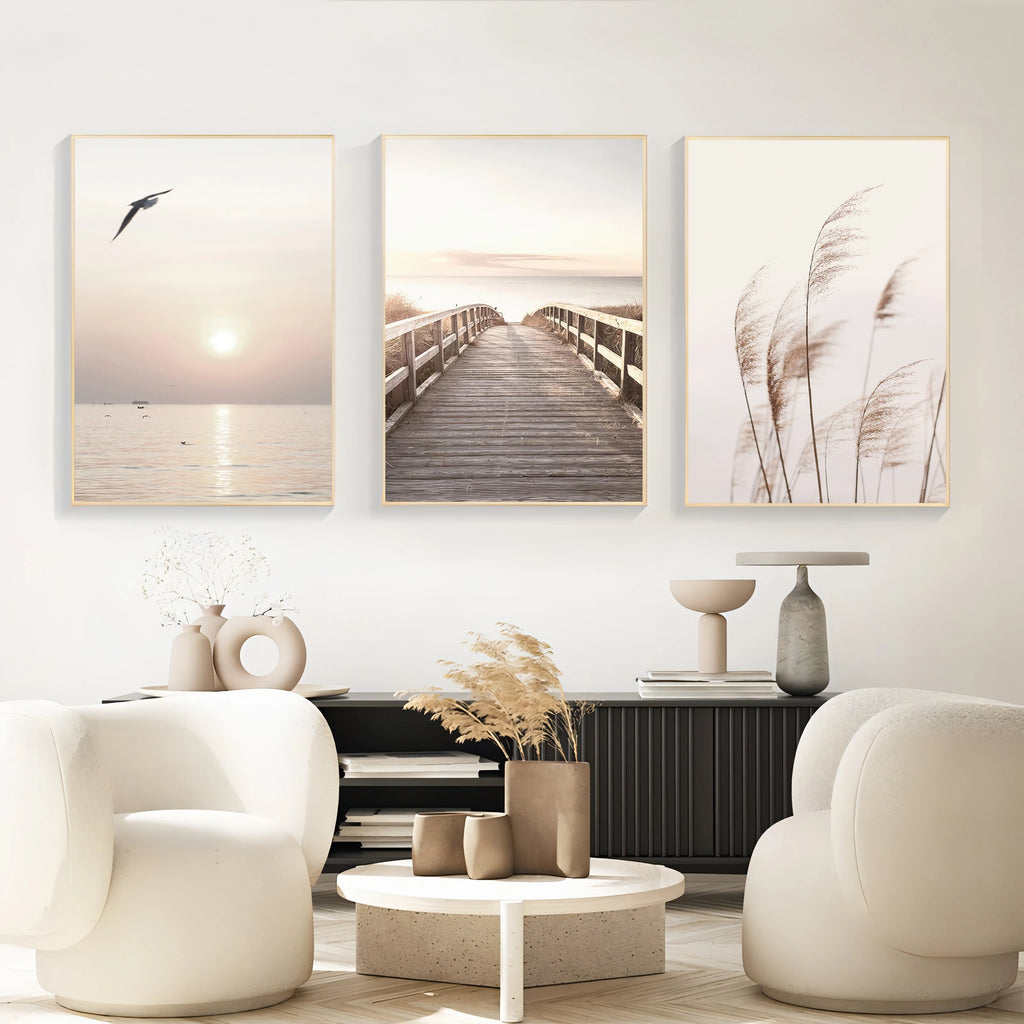 Modern Canvas Wall Art | Broom Set of 3 for Living Room