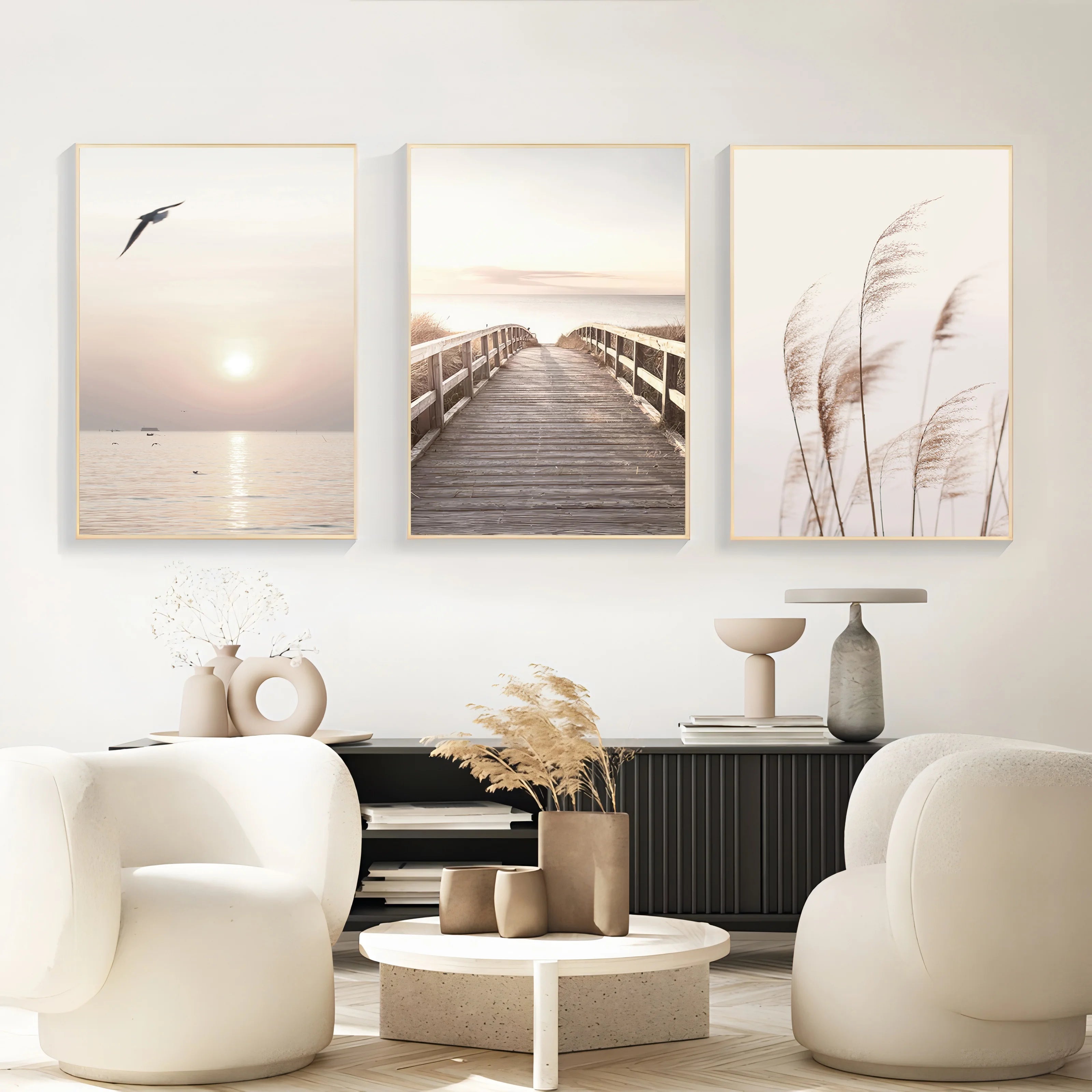 Modern Canvas Wall Art | Broom Set of 3 for Living Room