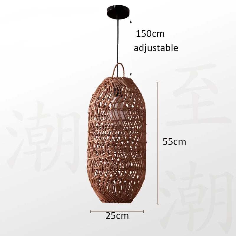 Modern Rattan Chandelier | Rowan Hanging Ceiling Light for Living Room