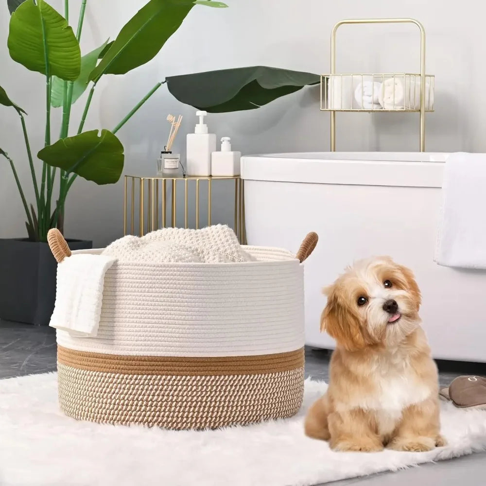 Modern Cotton Blanket Basket | Lark Living Room Organizer