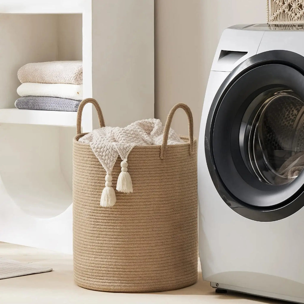 Modern Cotton Storage Basket | Laurel Woven Organizer for Living Room