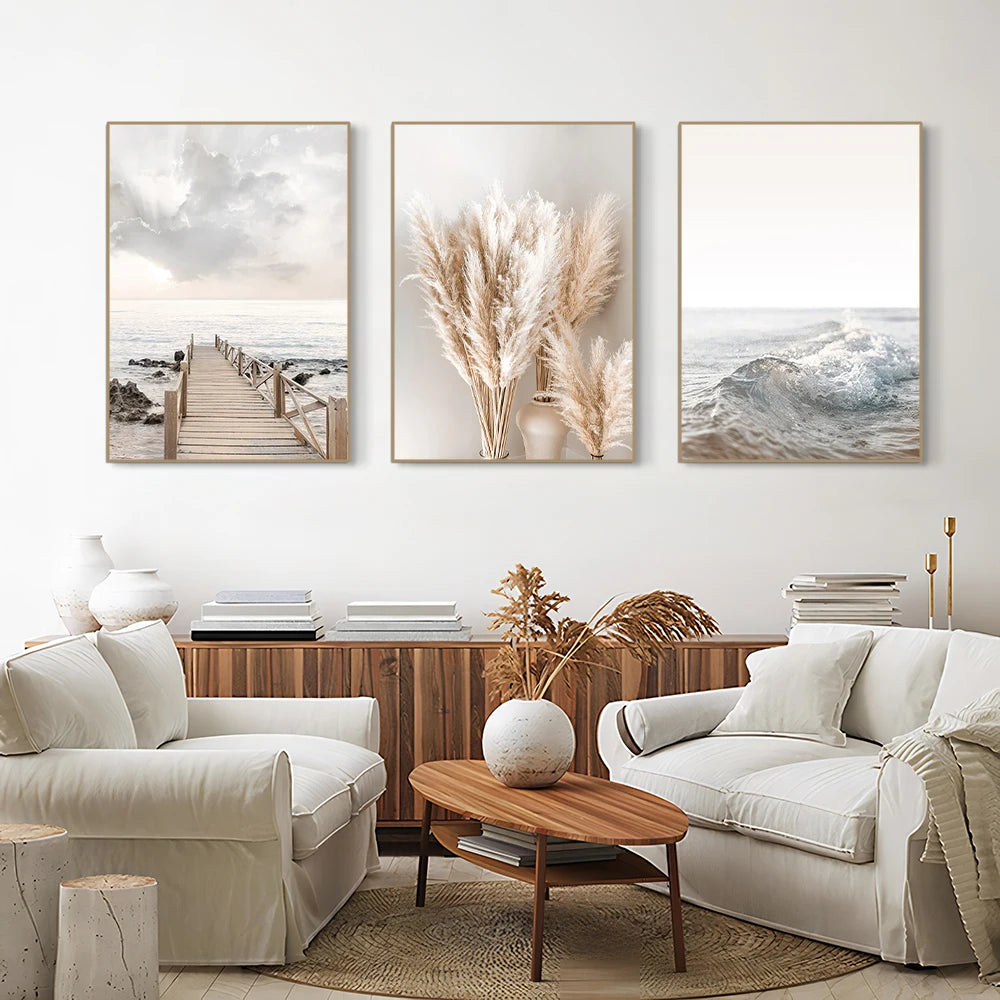 Modern Canvas Wall Art | Broom Set of 3 for Living Room