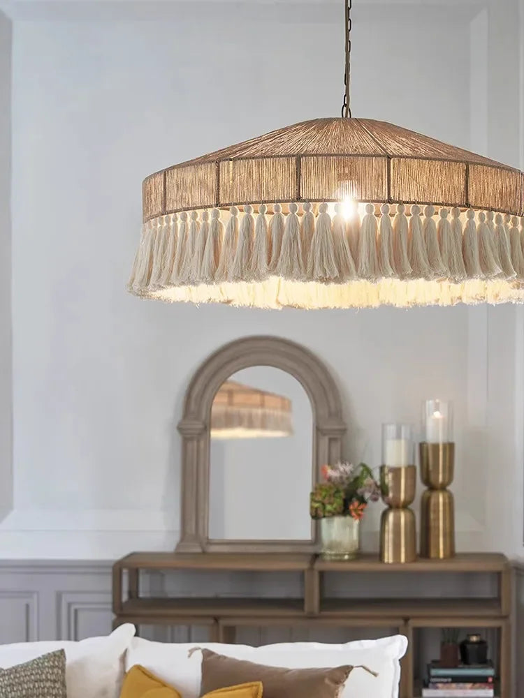 Modern Rattan Chandelier | Wren Hanging Ceiling Light for Living Room