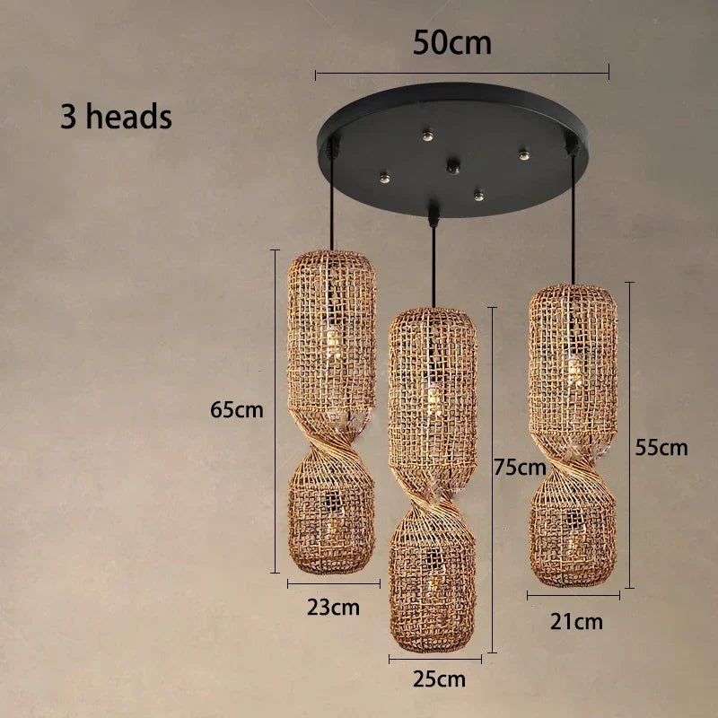 Modern Rattan Chandelier | Kirn Hanging Ceiling Light for Living Room