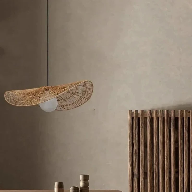 Modern Rattan Chandelier | Ledge Hanging Ceiling Light for Living Room