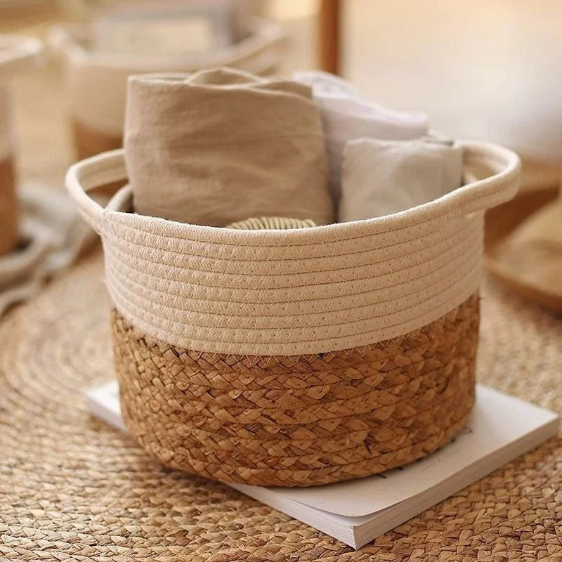 Modern Cotton Storage Basket | Crail Woven Organizer for Bathroom