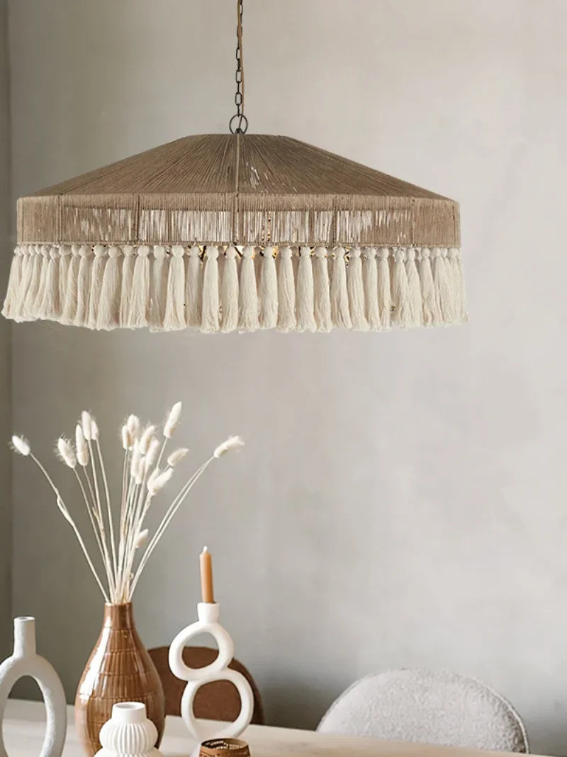 Modern Rattan Chandelier | Wren Hanging Ceiling Light for Living Room