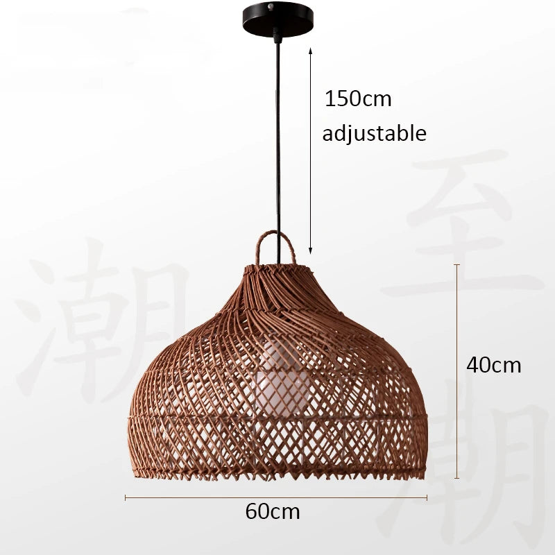 Modern Rattan Chandelier | Rowan Hanging Ceiling Light for Living Room