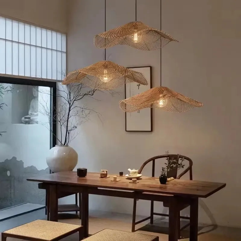 Modern Rattan Chandelier | Westray Hanging Ceiling Light for Kitchen