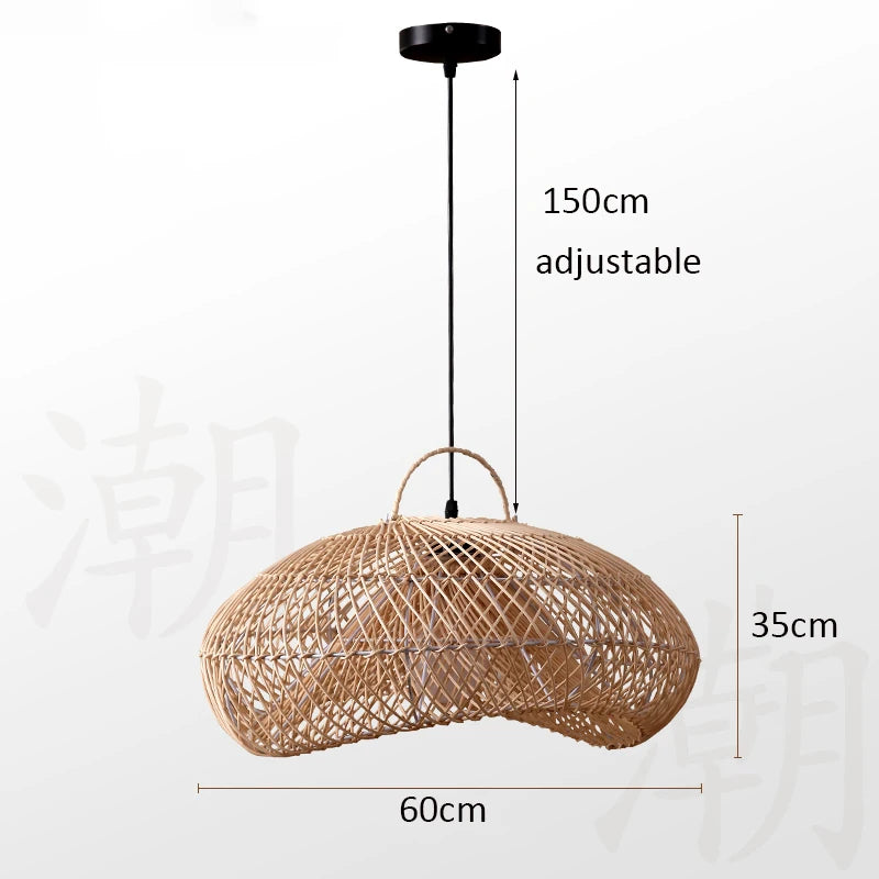 Modern Rattan Chandelier | Rowan Hanging Ceiling Light for Living Room