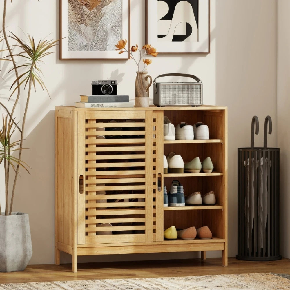 Modern Bamboo Storage Cabinet | Saddle for Hallway