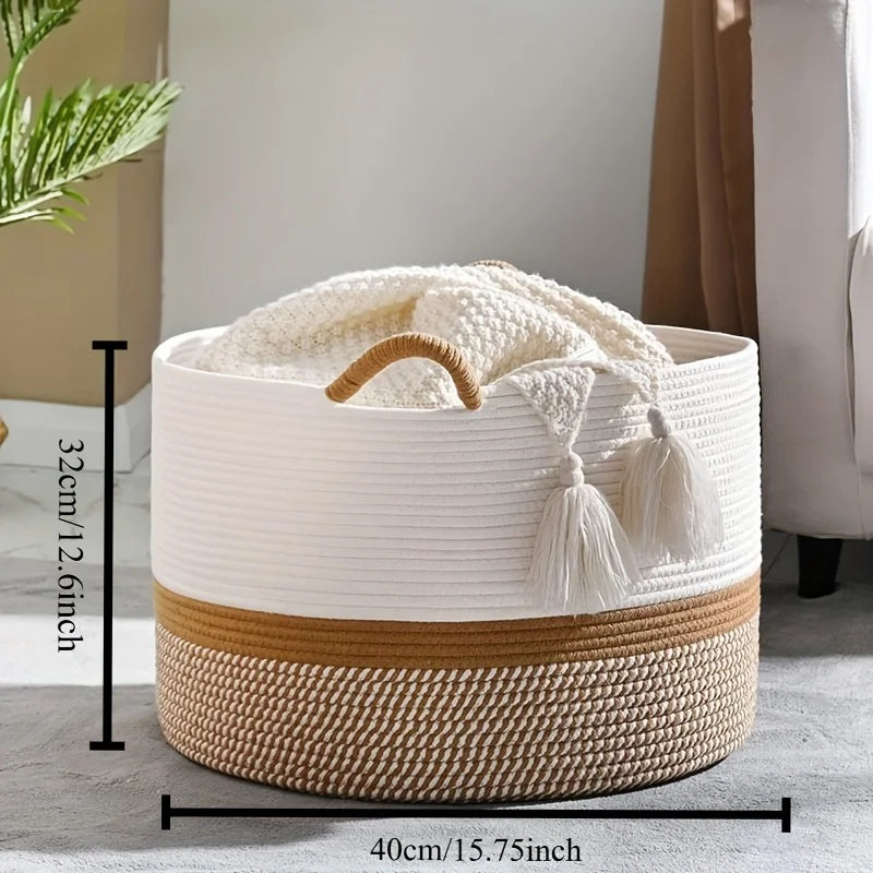 Modern Cotton Blanket Basket | Lark Living Room Organizer