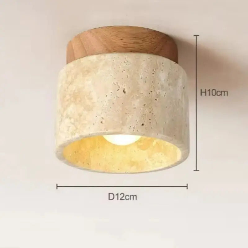 Minimalist Travertine Ceiling Light | Spur Flush Ceiling Lamp