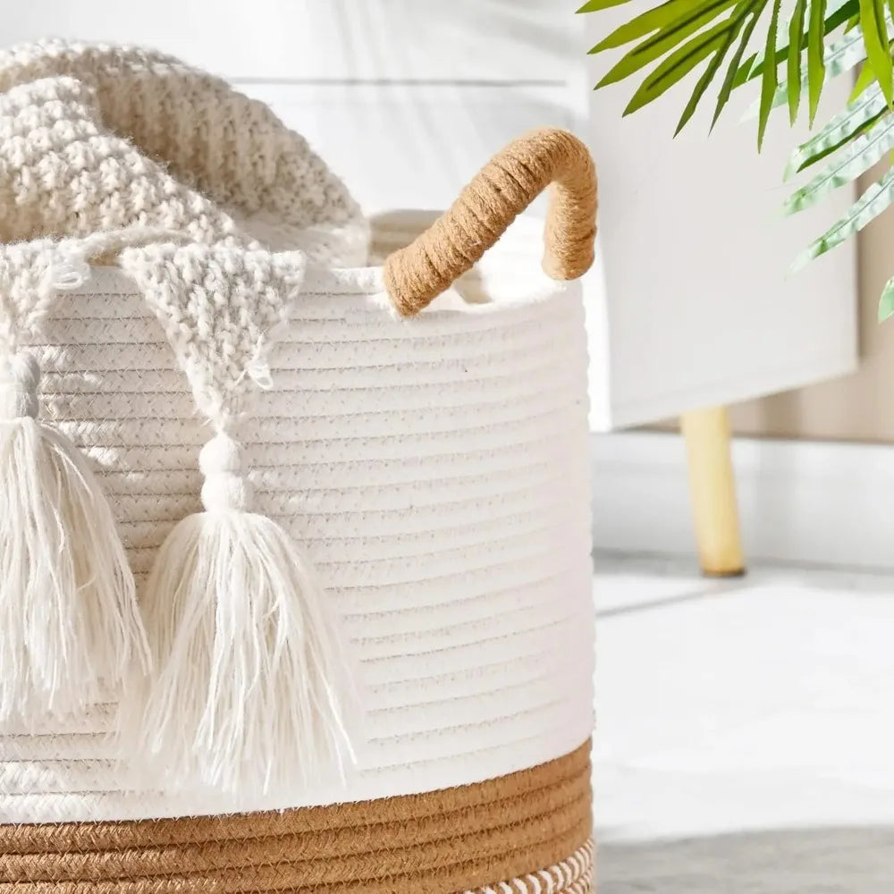Modern Cotton Blanket Basket | Lark Living Room Organizer