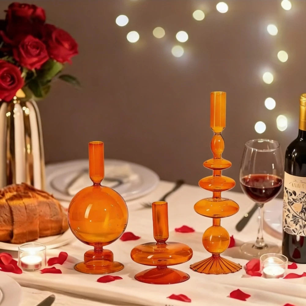 Modern Glass Candle Holder | Brook Set of 3