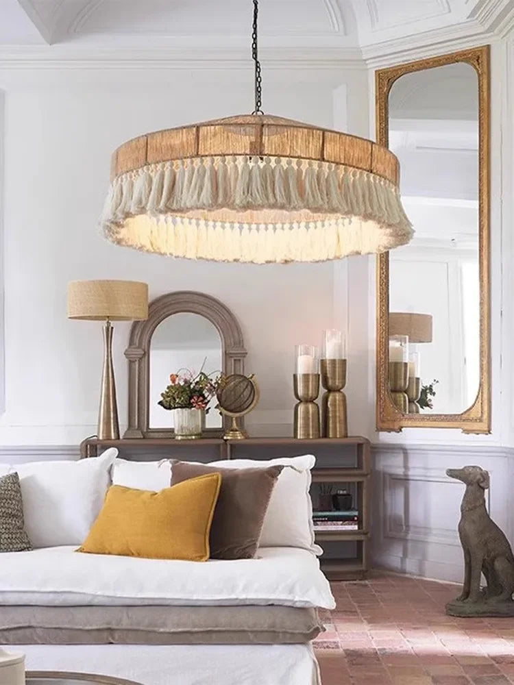 Modern Rattan Chandelier | Wren Hanging Ceiling Light for Living Room