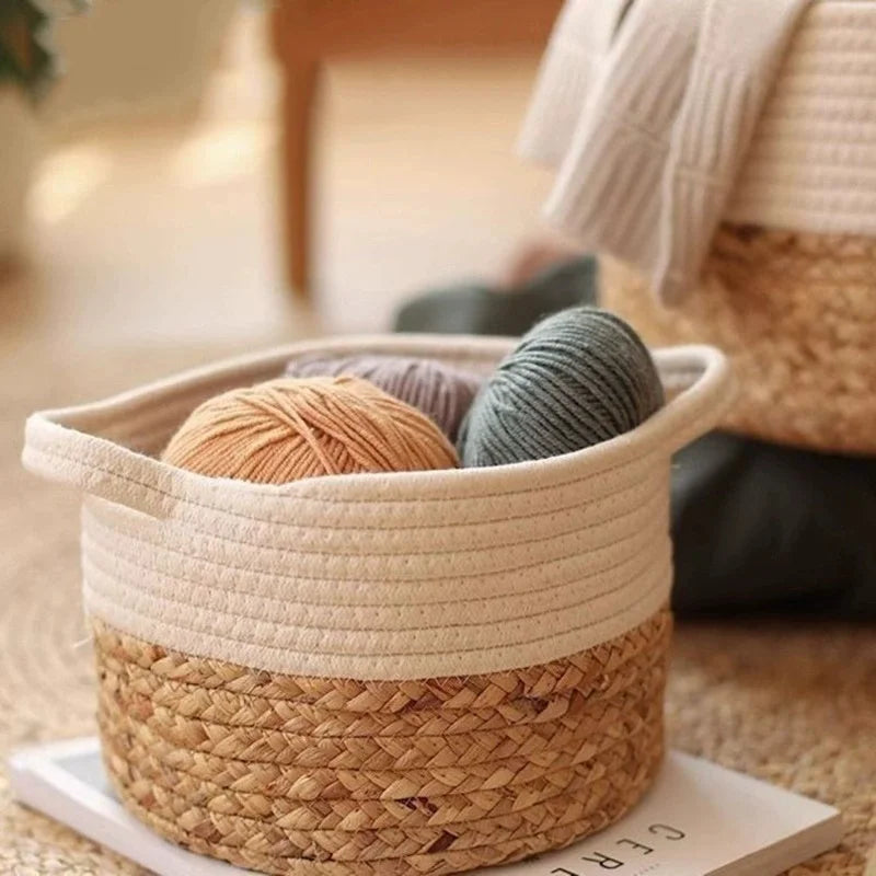 Modern Cotton Storage Basket | Crail Woven Organizer for Bathroom