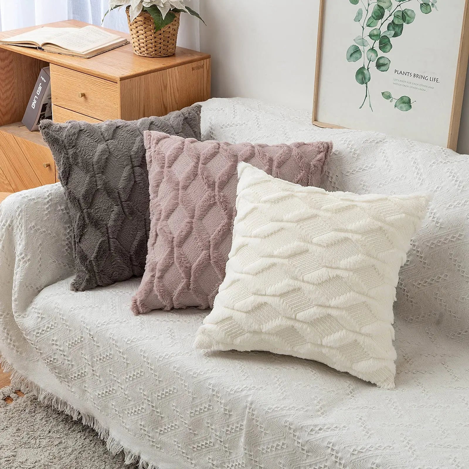 Modern Cushion Cover | Fell Throw Pillow Cover for Living Room