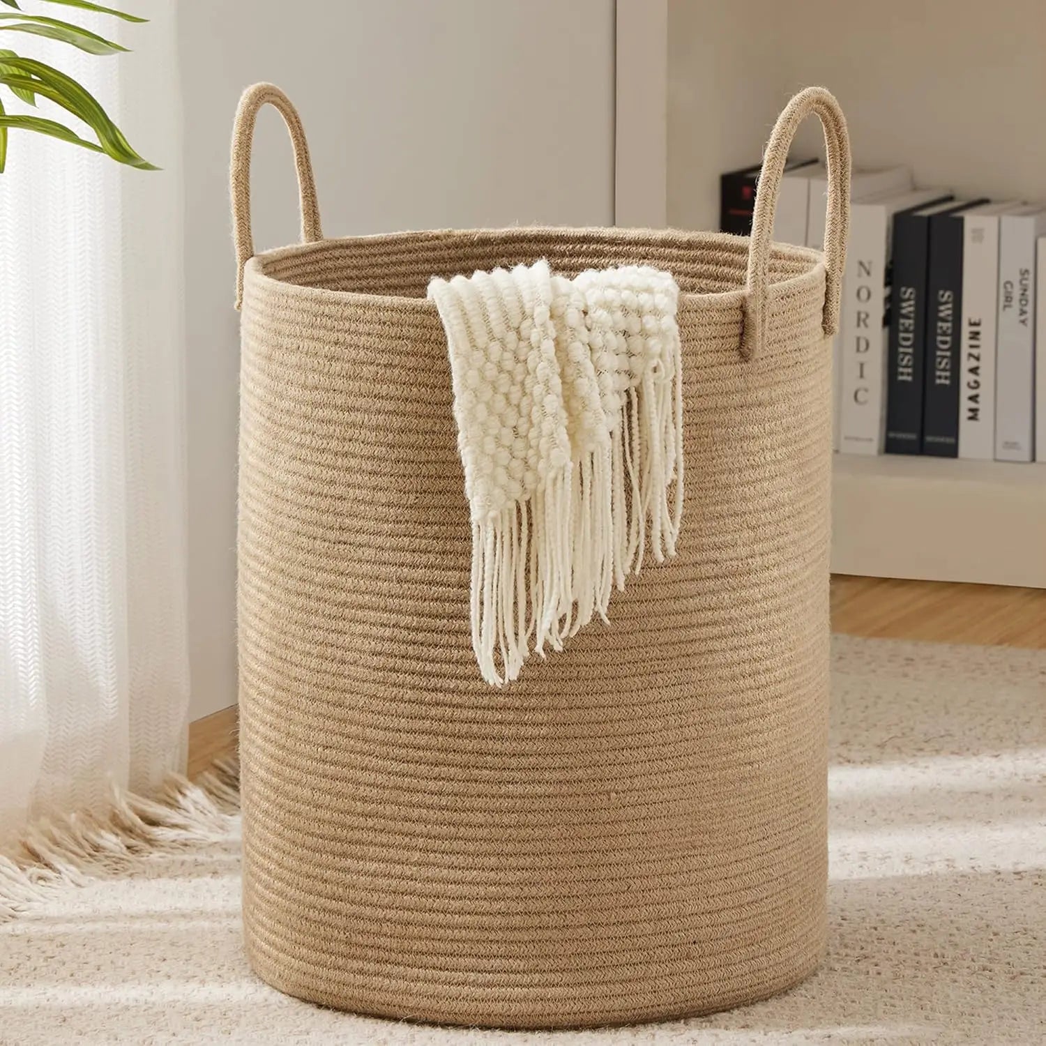 Modern Cotton Storage Basket | Laurel Woven Organizer for Living Room