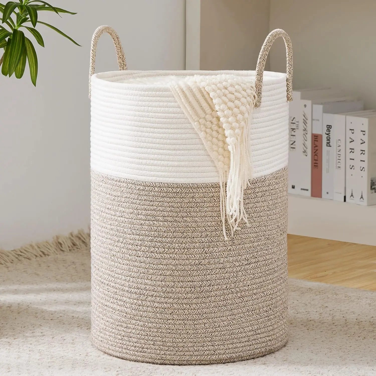 Modern Cotton Storage Basket | Laurel Woven Organizer for Living Room
