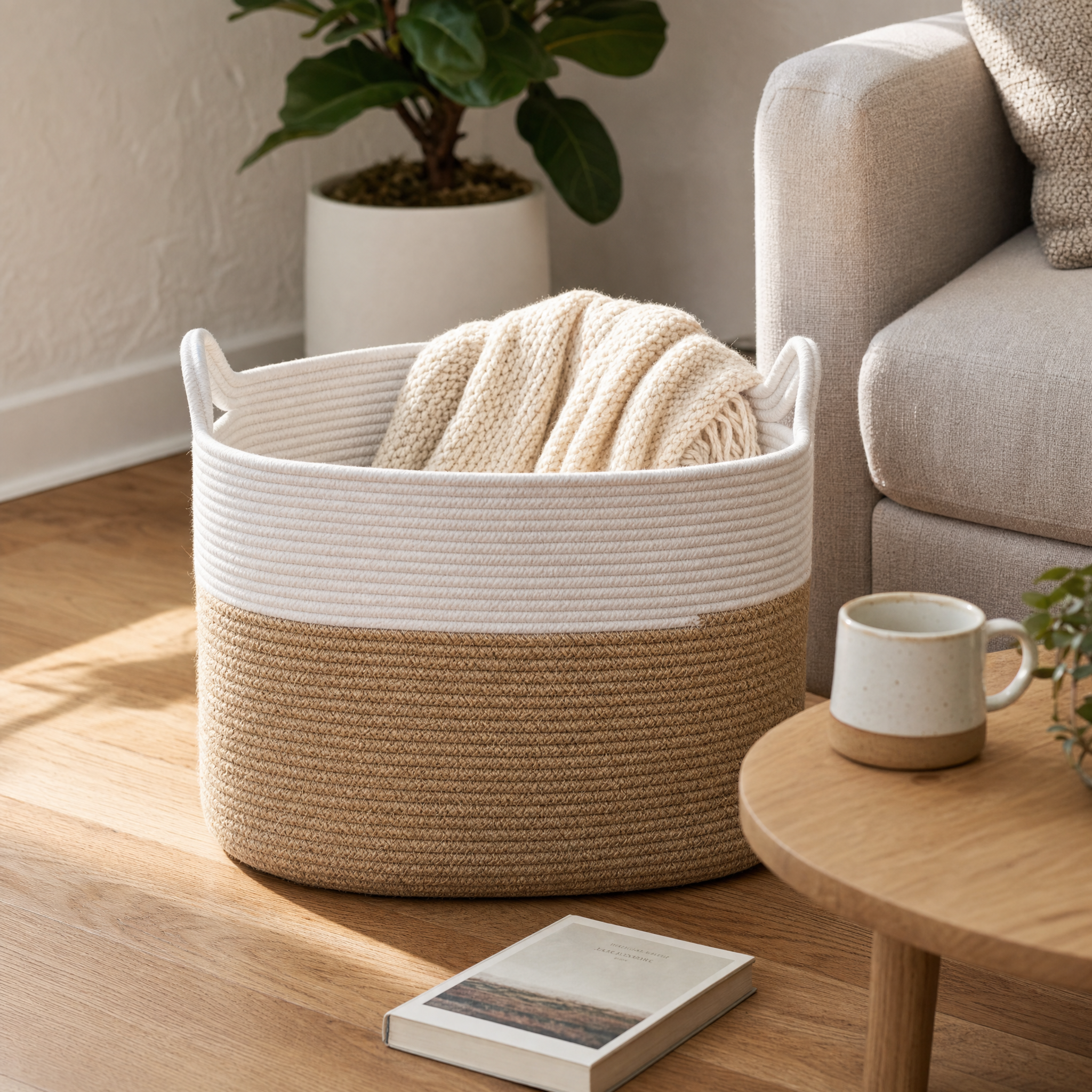 Modern Cotton Storage Basket | Lewis Woven Organizer