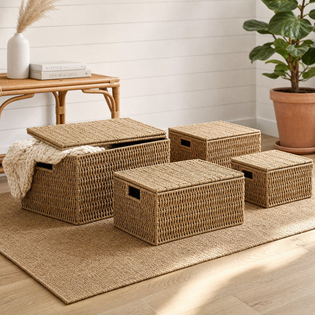 Modern Seagrass Storage Basket | Calder Set of 4 Woven Organizer