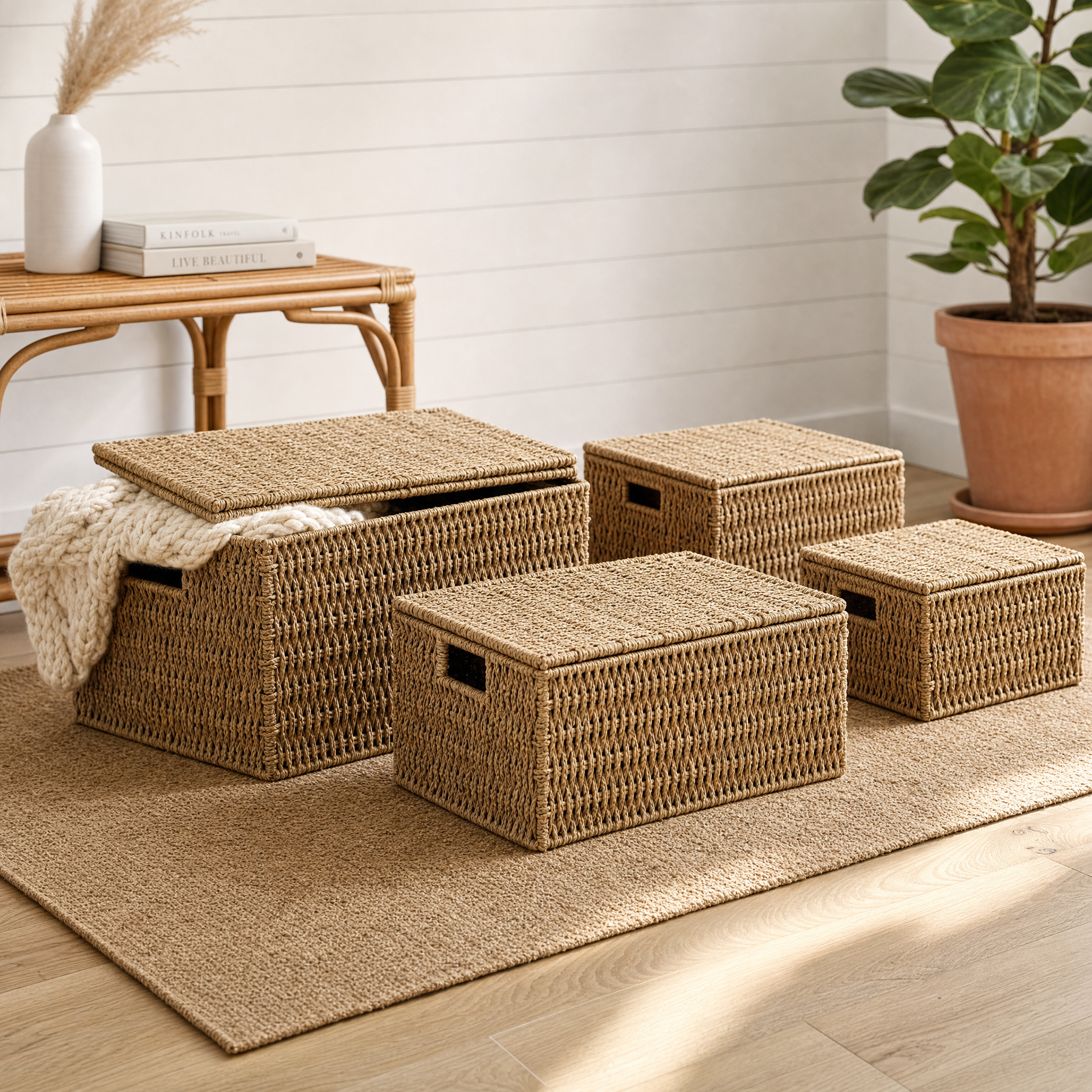 Modern Seagrass Storage Basket | Calder Set of 4 Woven Organizer