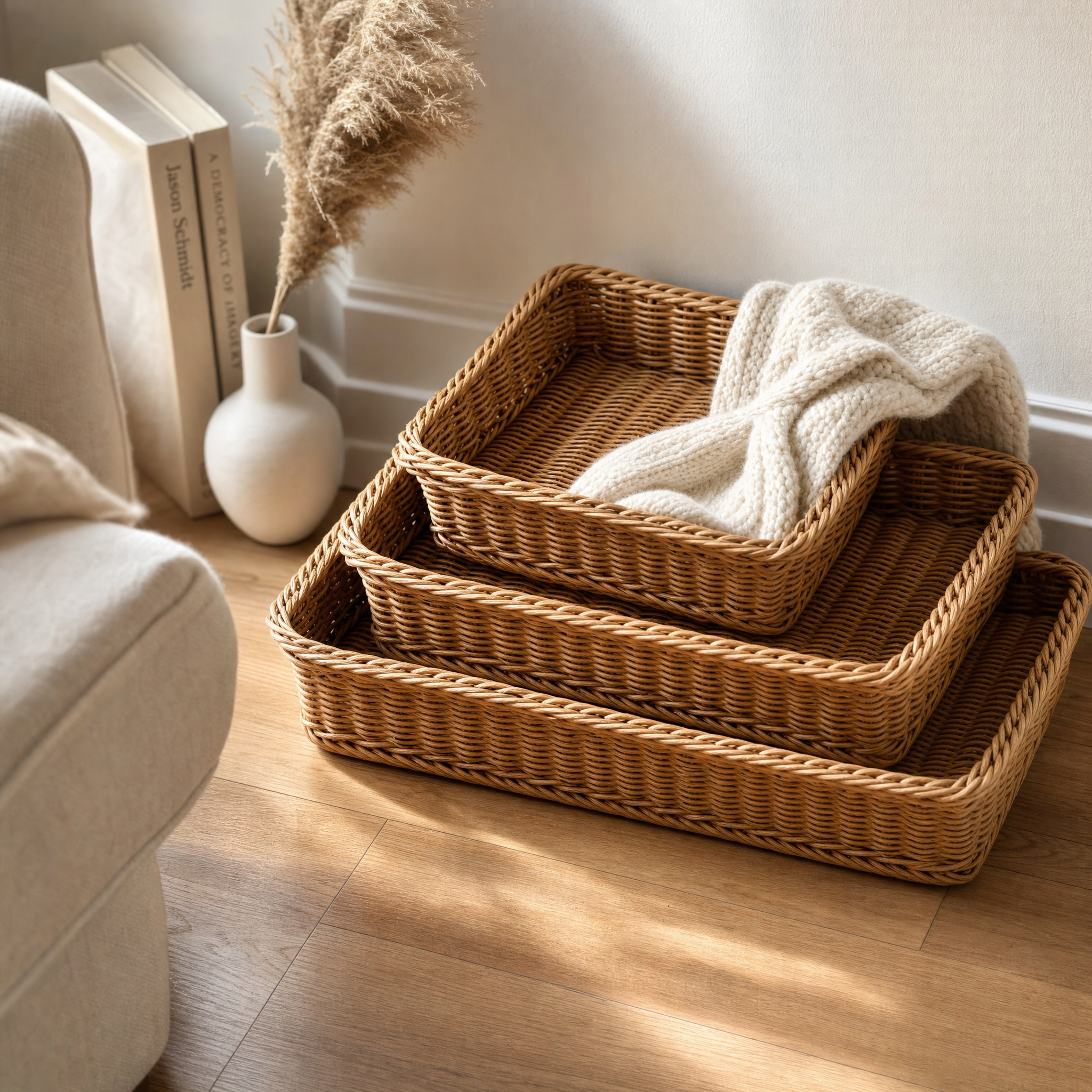 Modern Rattan Basket | Hale Woven Storage for Kitchen