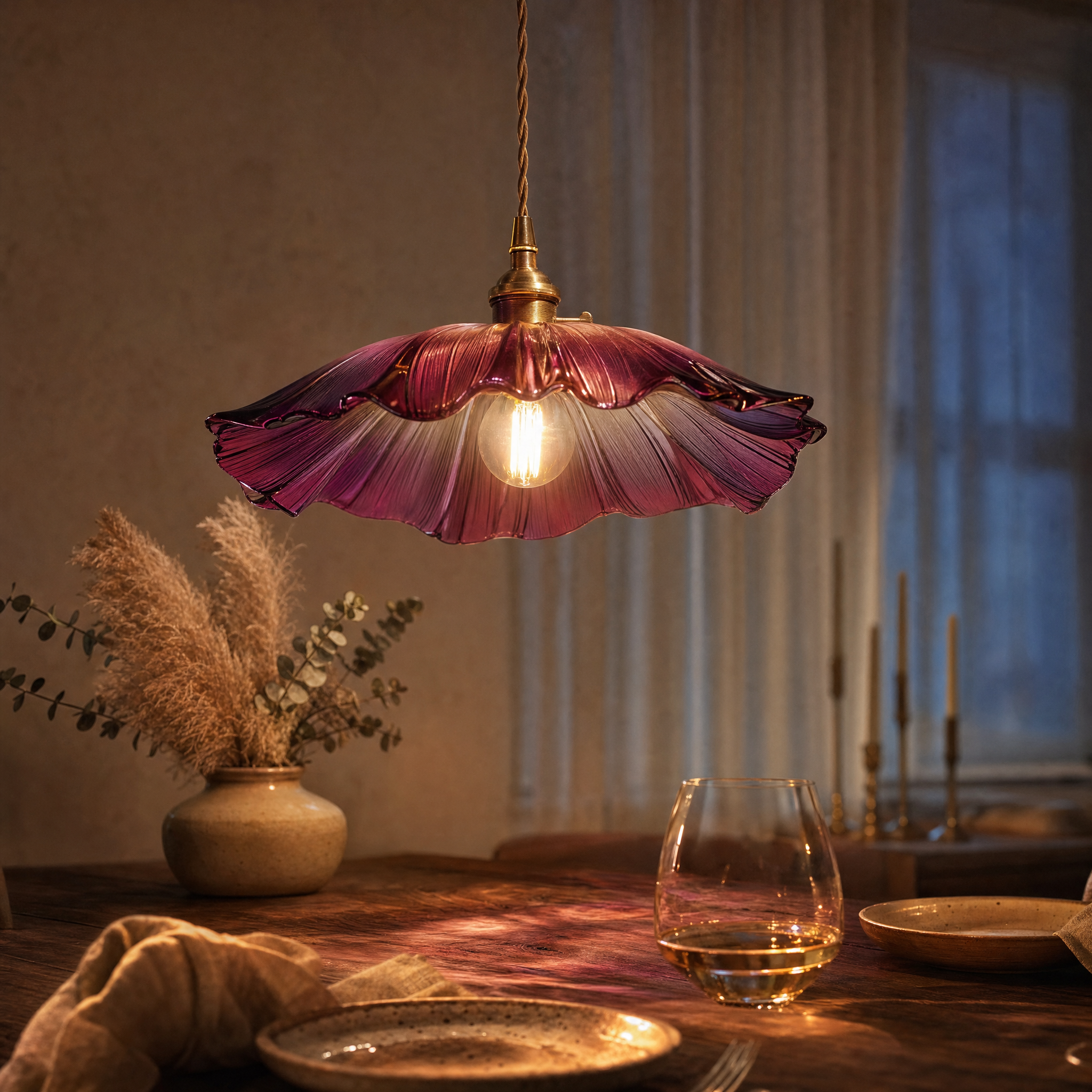 Modern Glass Pendant Light | Kelda Hanging Lamp for Living Room