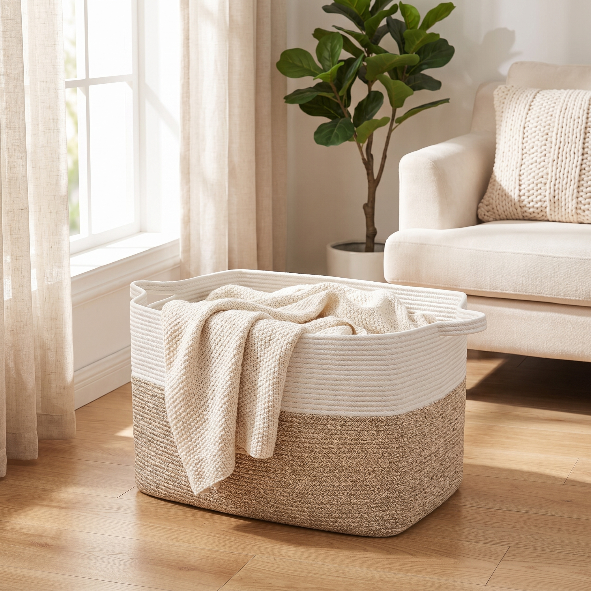 Modern Cotton Storage Basket | Clover Woven Organizer