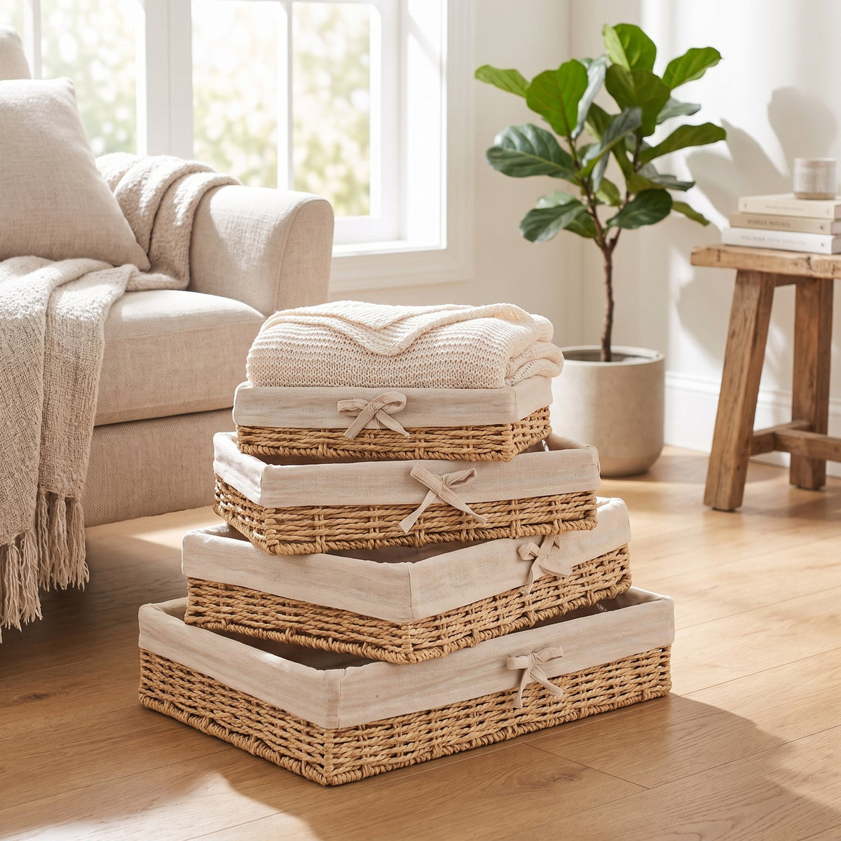 Modern Rattan Storage Basket | Vetch Woven Organizer