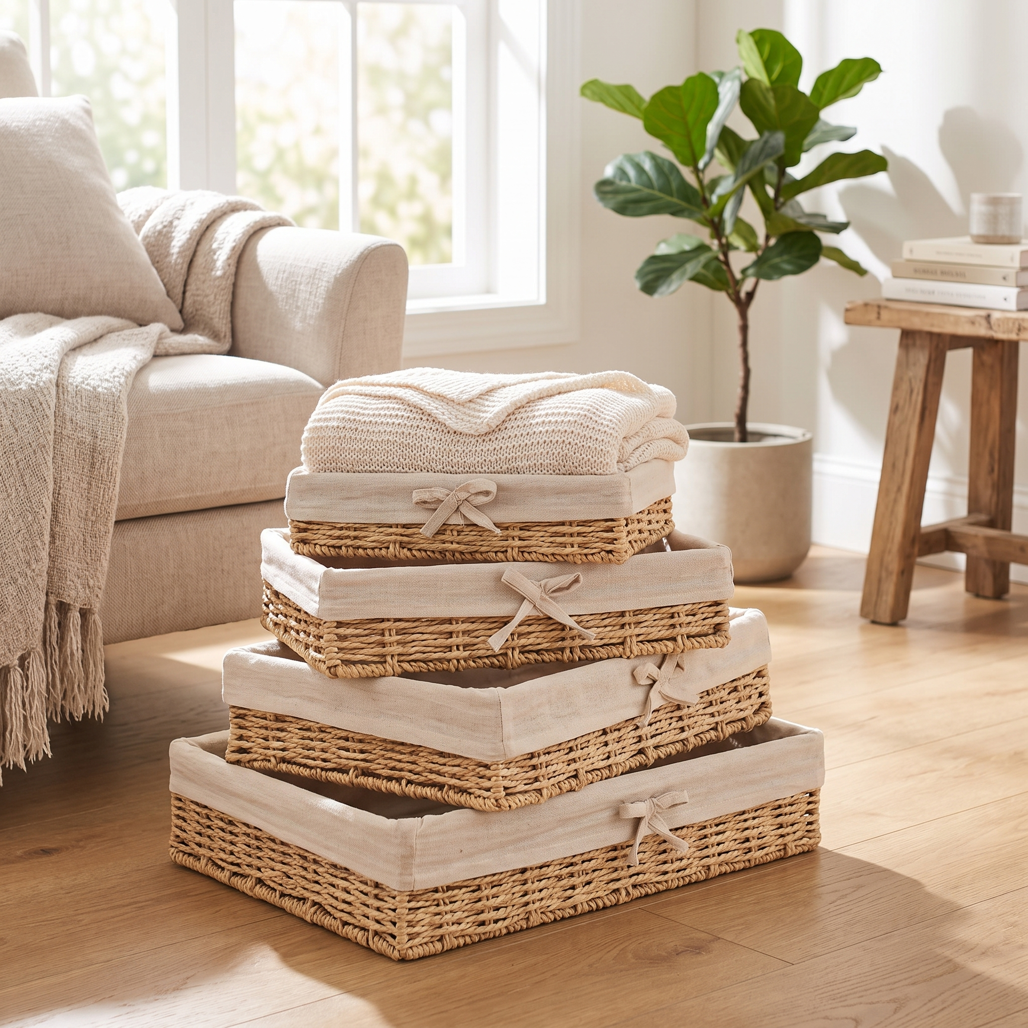 Modern Rattan Storage Basket | Vetch Woven Organizer