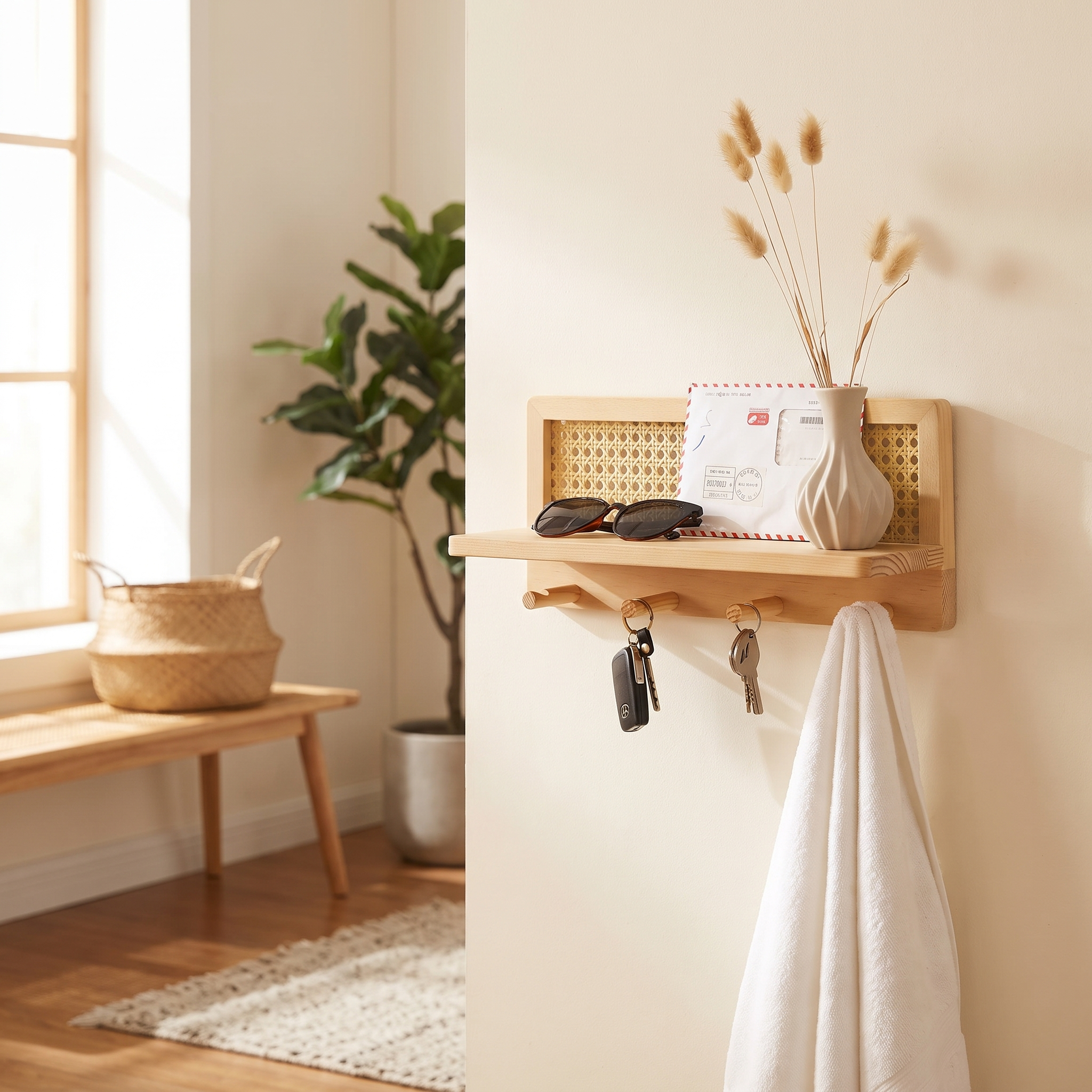 Modern Rattan Wall Key Rack | Holly
