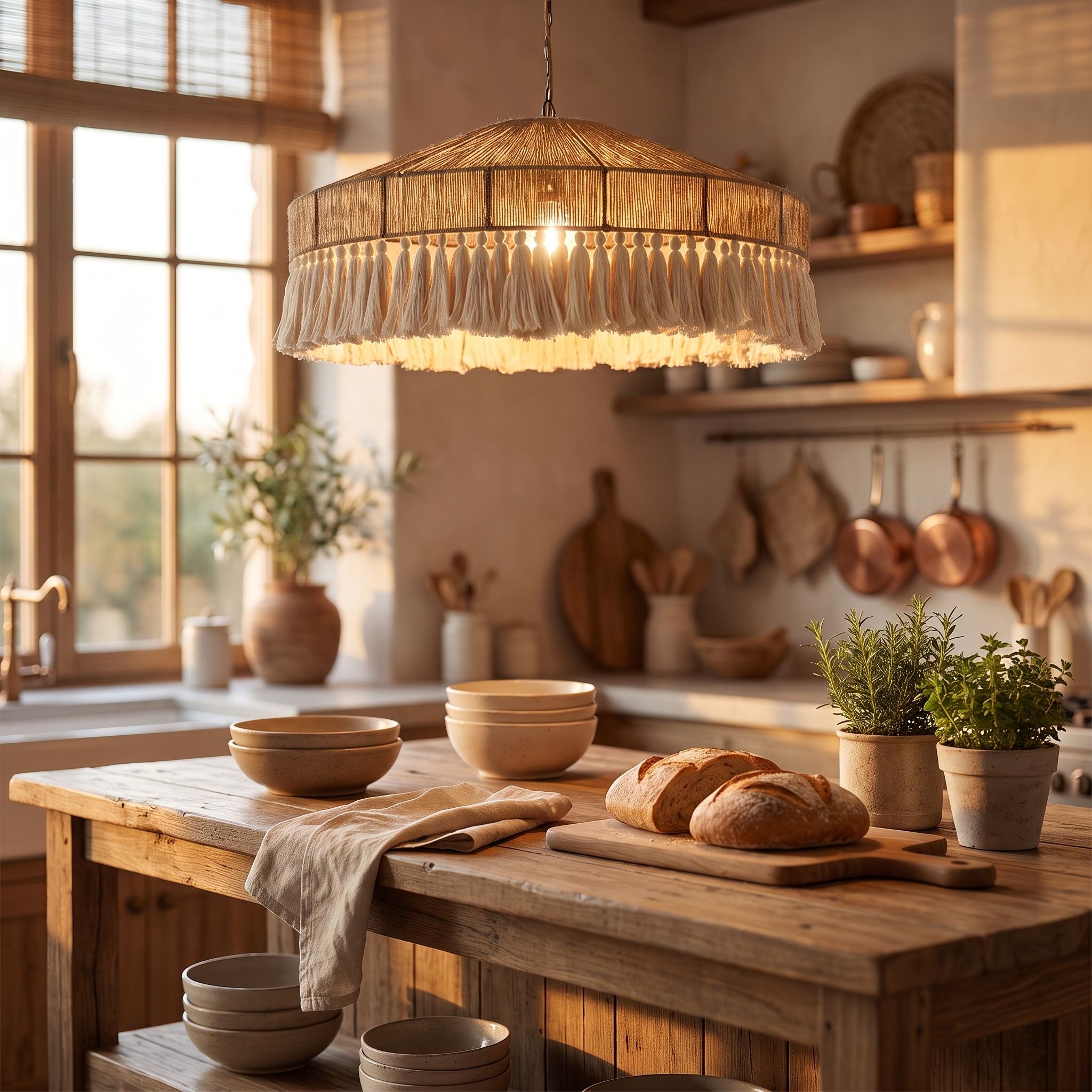 Modern Rattan Chandelier | Wren Hanging Ceiling Light for Living Room