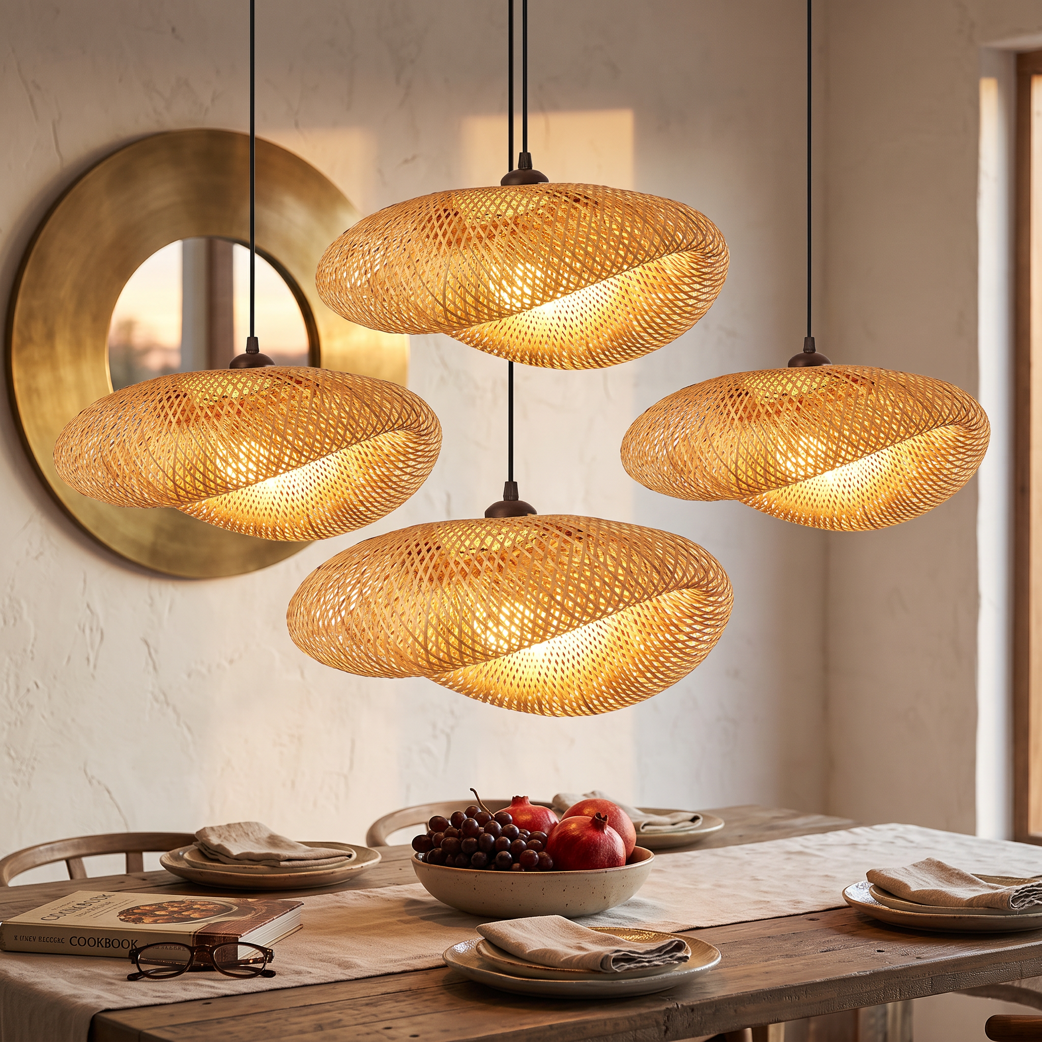 Modern Rattan Chandelier | Delta Hanging Ceiling Light for Bedroom