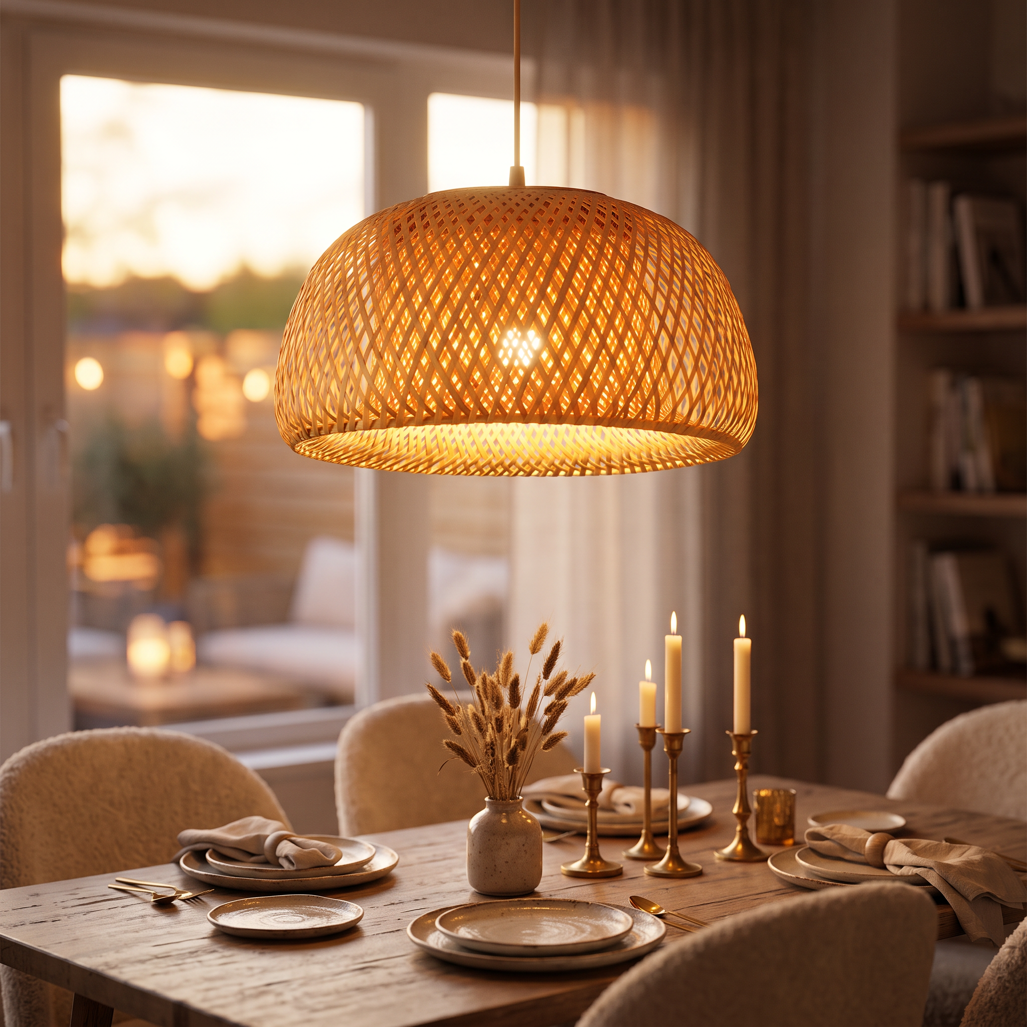 Modern Rattan Chandelier | Drift Hanging Ceiling Light
