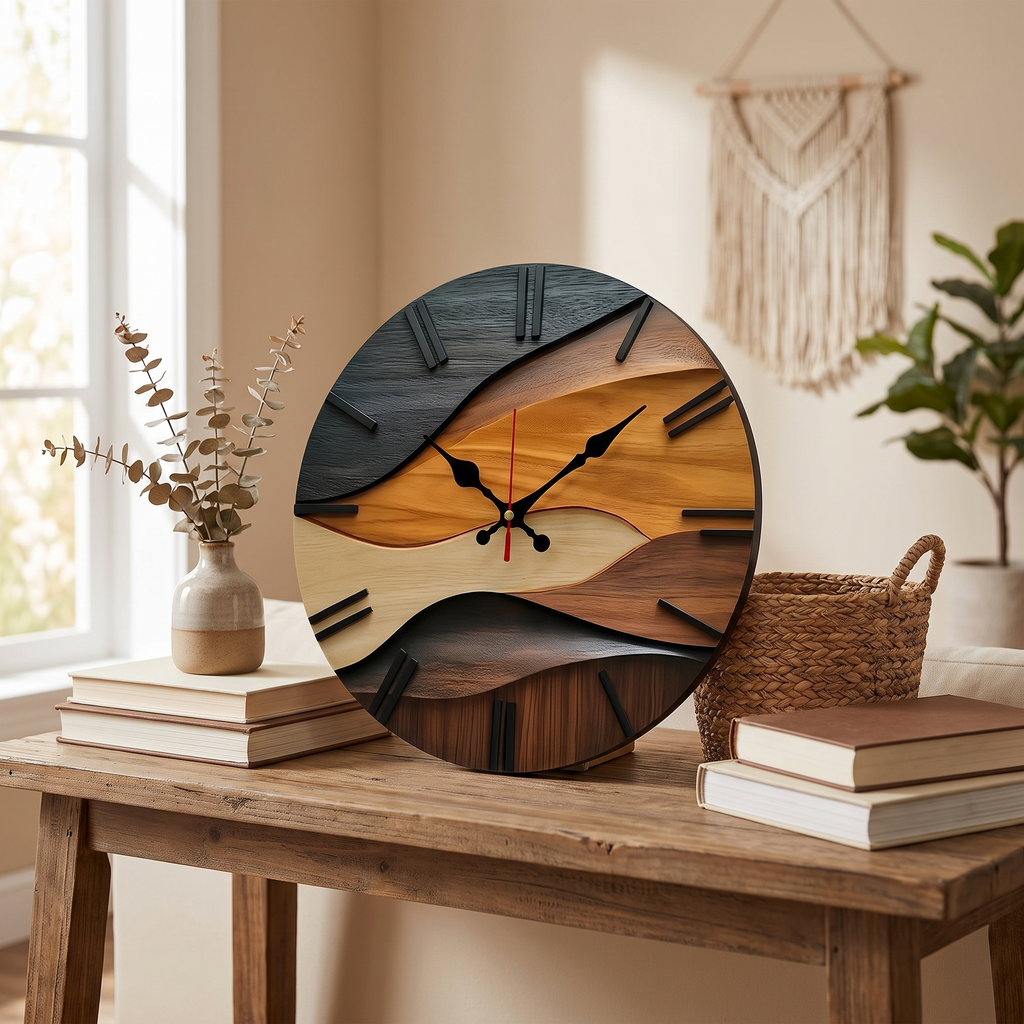 Modern Wall Clock | Birch Silent Clock for Living Room