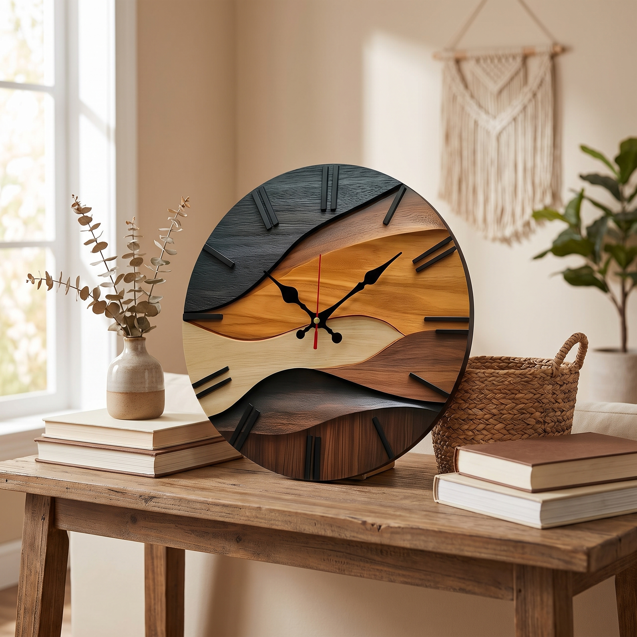 Modern Wall Clock | Birch Silent Clock for Living Room