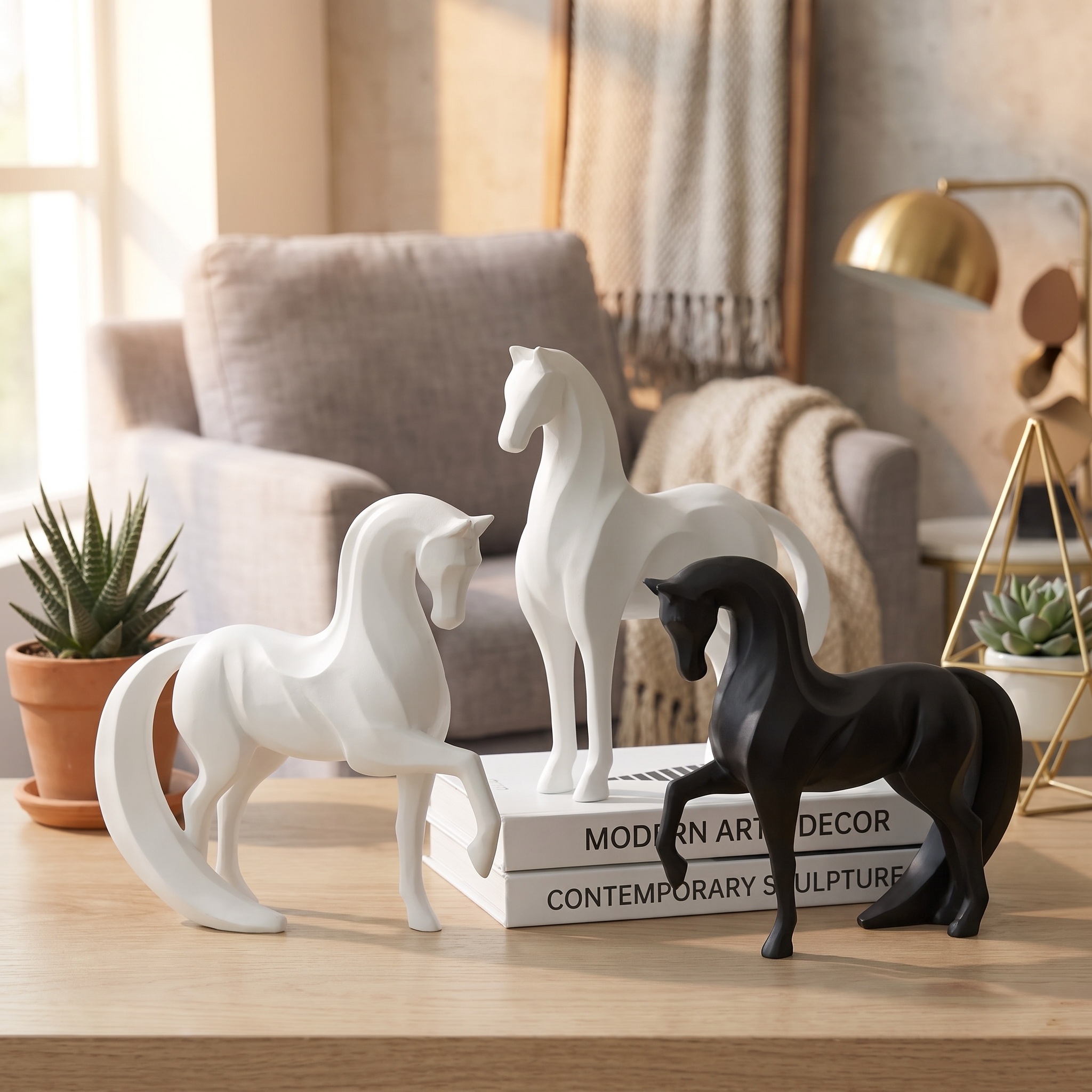 Modern Resin Figurine | Gorse Shelf Decor for Living Room