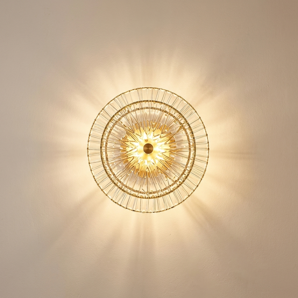 Sona wall light casting a soft wash of light on a plaster wall