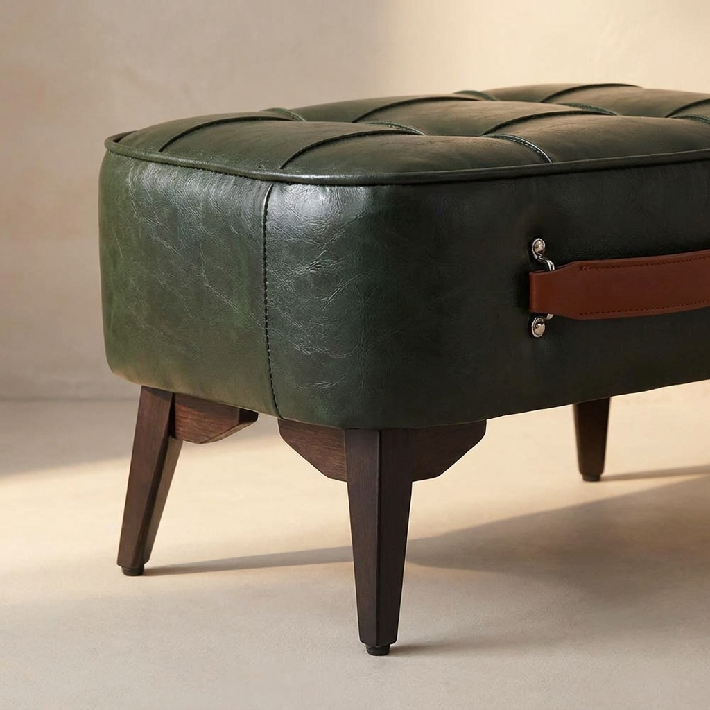 Aspen shoe bench close view showing the joinery and legs
