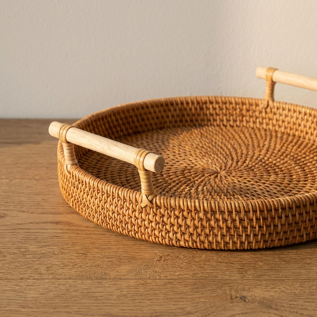 Heath storage basket close view showing the weave texture and rim