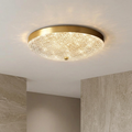 Rona flush ceiling light fitted in a calm warm neutral room