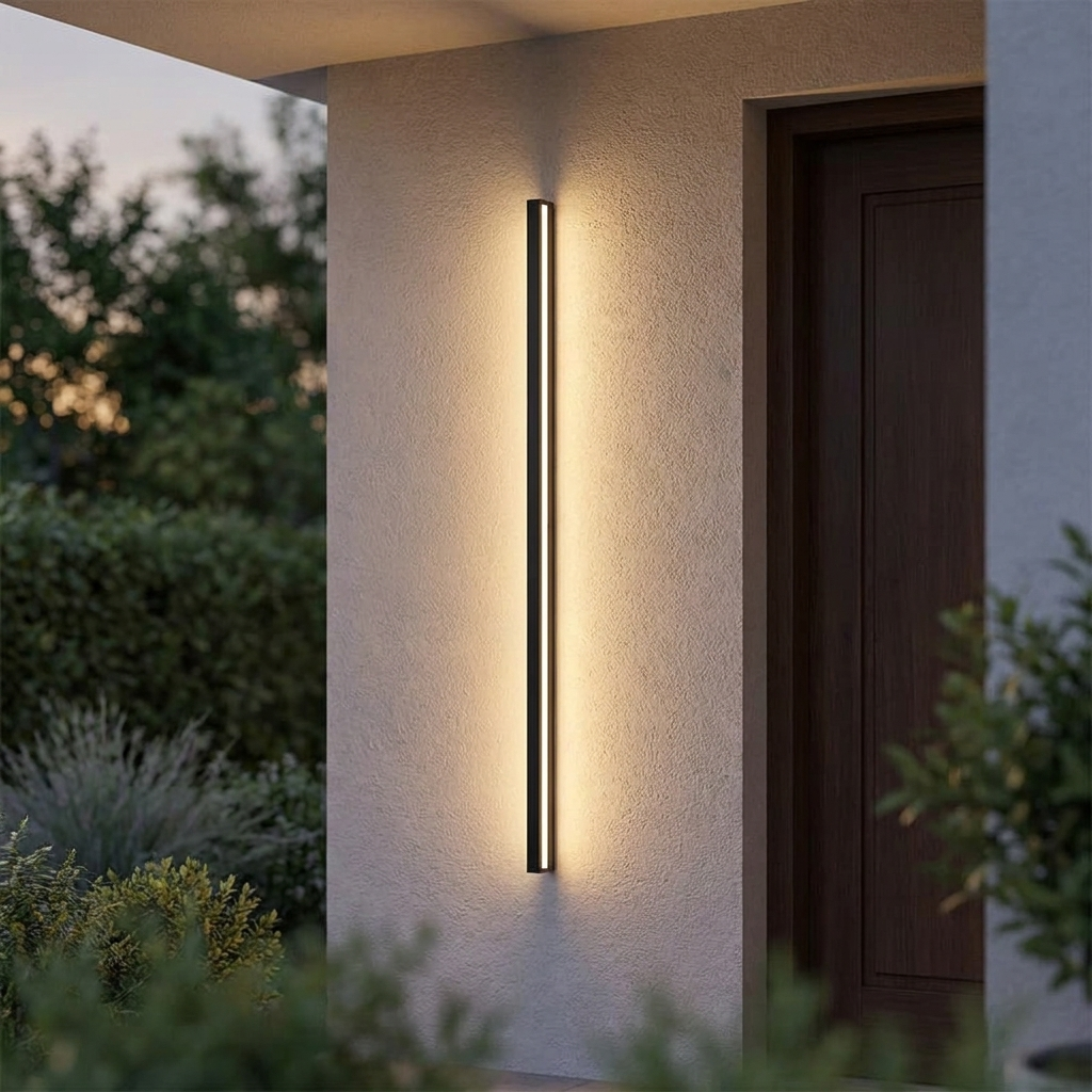Rannoch porch light mounted beside a door at dusk