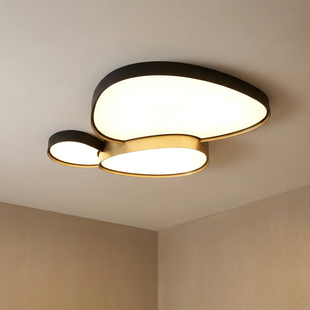 Reed flush ceiling light fitted in a calm warm neutral room