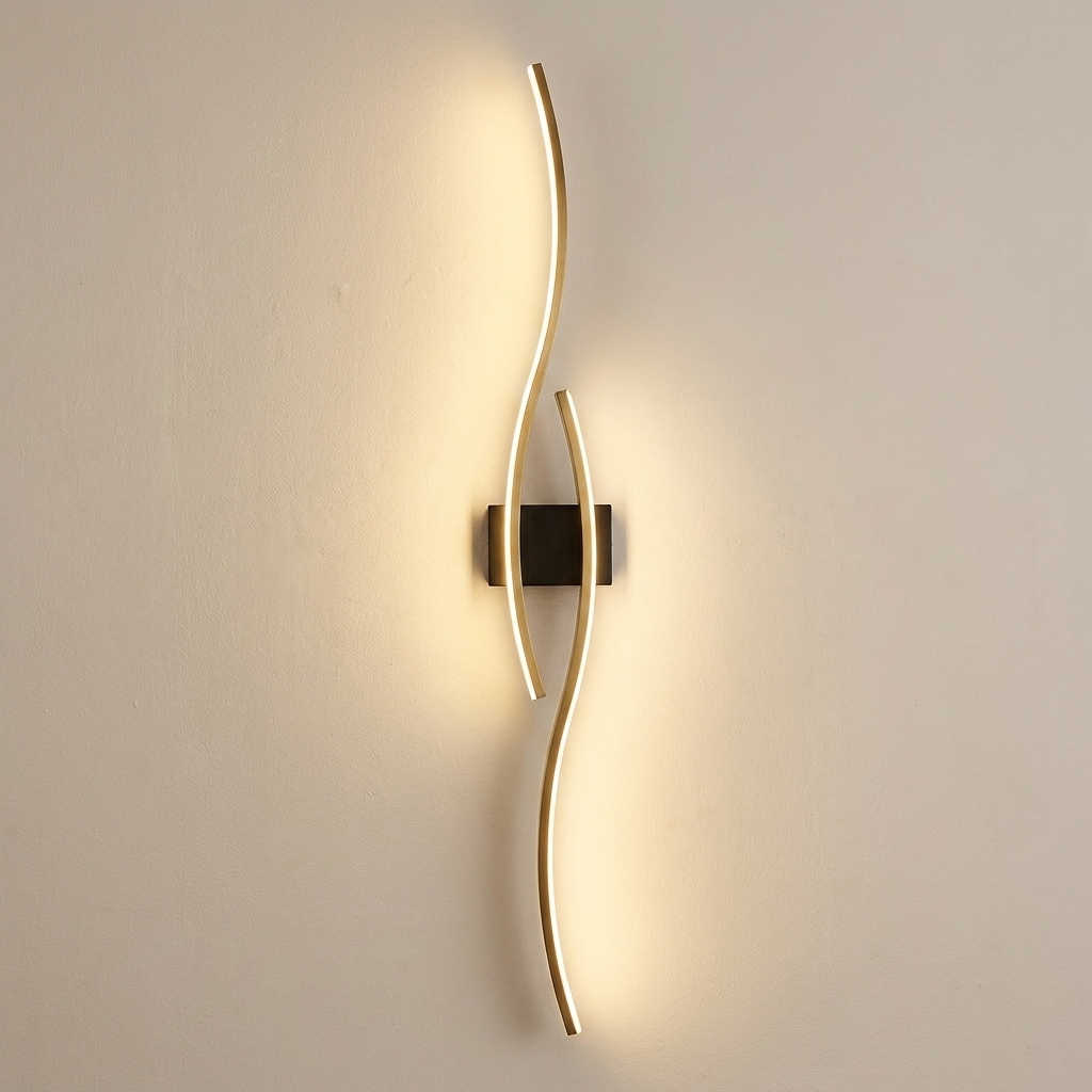 Rigg wall sconce lit on a warm plaster interior wall