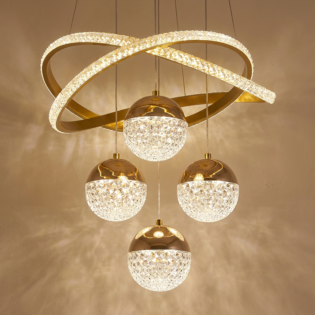 Nab chandelier close view showing the fittings