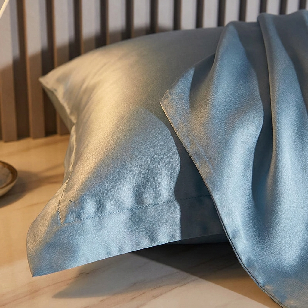 Arran pillowcase close view showing the weave and seam detail