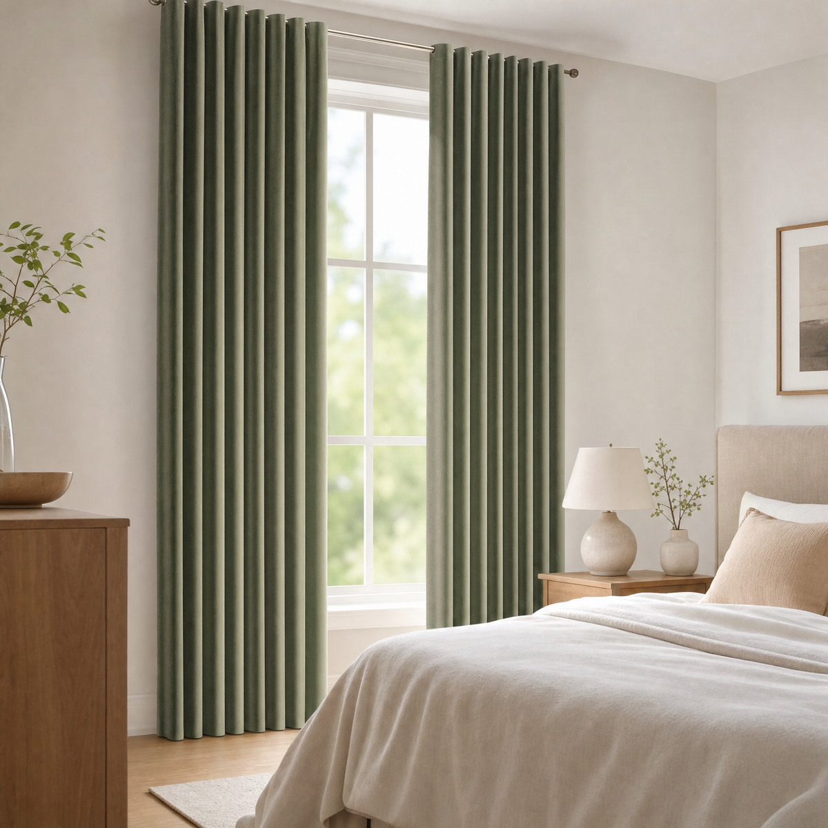 Ivy Window Drapes for Bedroom in green